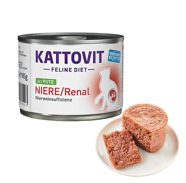 Вологий корм Kattovit Veterinary Niere Renal Turkey для котів із захворюваннями нирок, дієтичний, індичка, 0.185 кг