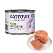 Вологий корм Kattovit Veterinary Sensitive Turkey для котів із харчовою непереносимістю, беззерновий, дієтичний, індичка, 0.185 кг