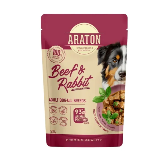 Вологий корм Araton Adult Dog All Breeds with Beef and Rabbit для дорослих собак, яловичина з кроликом, 500 г