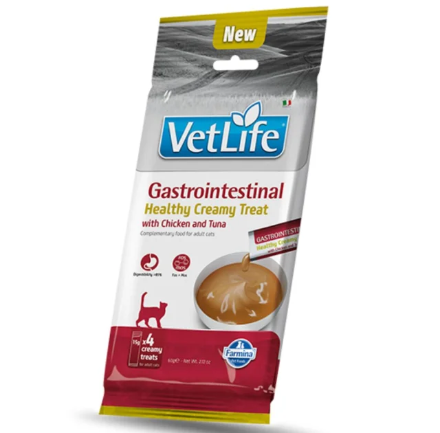 Лакомства Farmina VET LIFE CAT GASTROINTESTINAL для кошек, кремовые, с курицей и тунцом, 60 г
