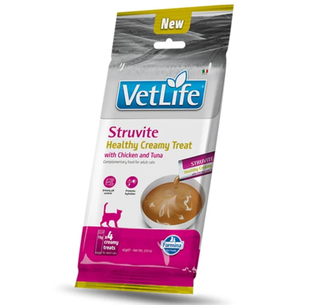 Лакомства Farmina VET LIFE CAT STRUVITE для кошек, кремовые, с курицей и тунцом, 60 г