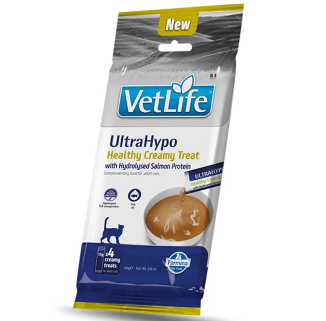 Лакомства Farmina VET LIFE CAT ULTRAHYPO для кошек, кремовые, с гидролизованным белком лосося, 60 г