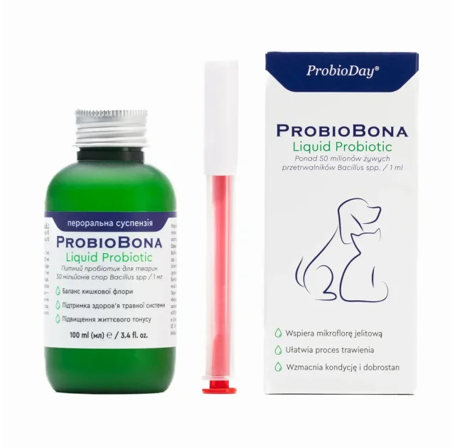 Суспензія ProbioDay ПробіоБона для собак та котів, для перорального застосування, зі шприцом, 0.1 л