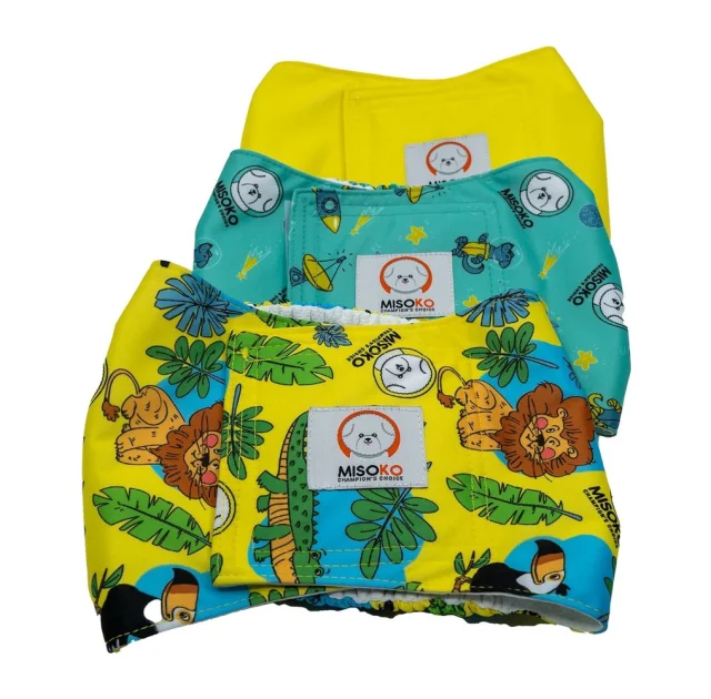 Подгузники Misoko&Co для собак (кобелей), многоразовые, Hollidays, размер M, 3 шт