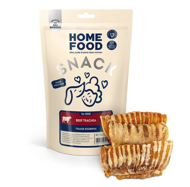 Лакомства Home Food For DOG, трахея говяжья, 0.08 кг