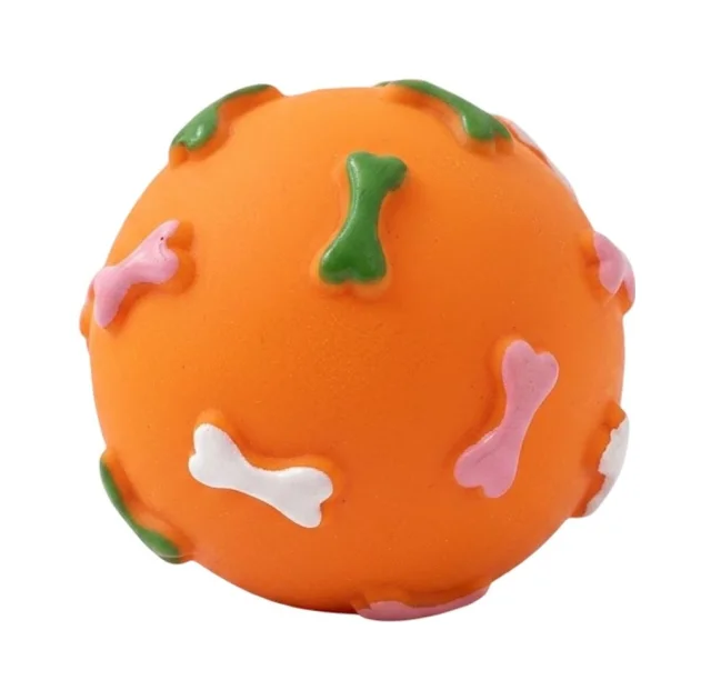 Игрушка Misoko&Co для собак, мяч с косточками, винил, оранжевый, 7.6 см