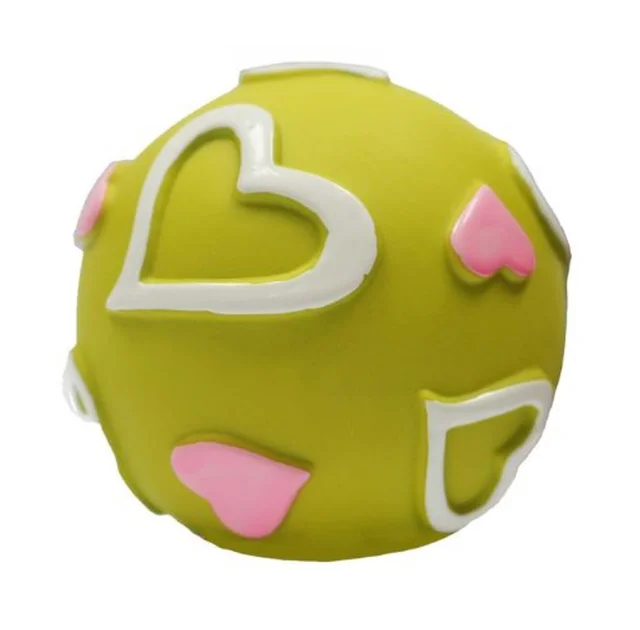 Игрушка Misoko&Co для собак, мяч с сердцами, винил, зеленый, 7.6 см