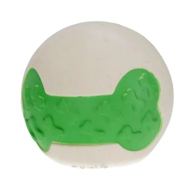 Игрушка Misoko&Co для собак, мяч с косточками, латекс, зеленый/белый, 6.35 см