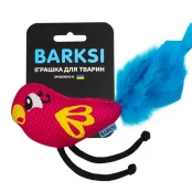 Іграшка Barksi для котів, дентальна, з дзвіночком і пір’ям, папуга, рожева