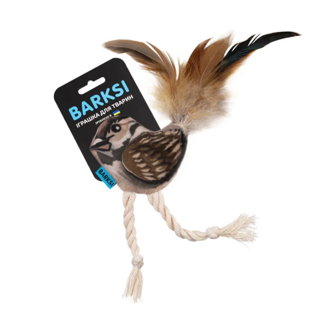 Игрушка Barksi для кошек, с колокольчиком, воробей