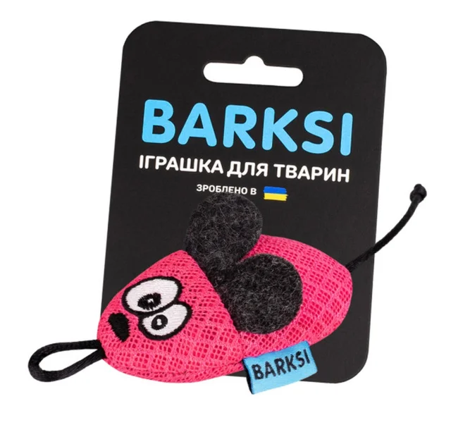 Игрушка Barksi для кошек, с колокольчиком, мышка, розовая