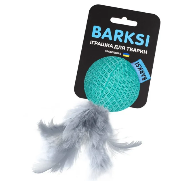 Игрушка Barksi для кошек, с колокольчиком и перьями, мяч, ментоловый