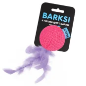 Іграшка Barksi для котів, з дзвіночком і пір’ям, м’яч, рожевий