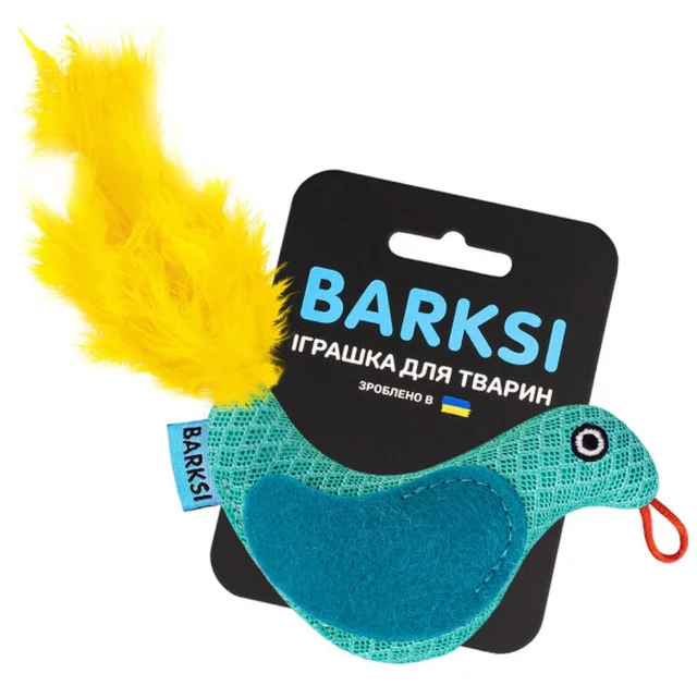Игрушка Barksi для кошек, с колокольчиком и перьями, птичка, ментоловая