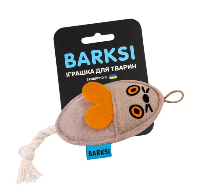 Игрушка Barksi для кошек, с канатом, мышь, бежевая