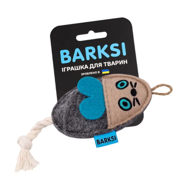 Игрушка Barksi для кошек, с канатом, мышь, серая