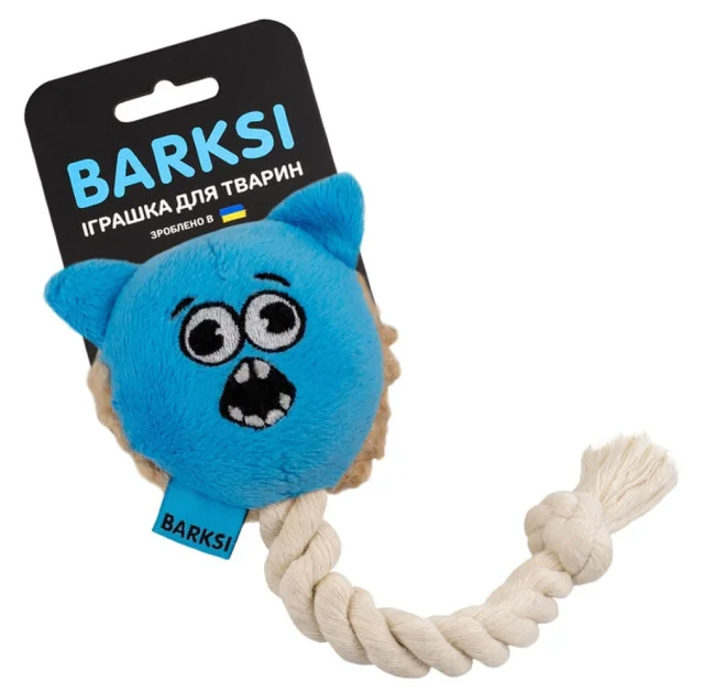 Іграшка Barksi для собак, з пищалкою та канатом, кіт