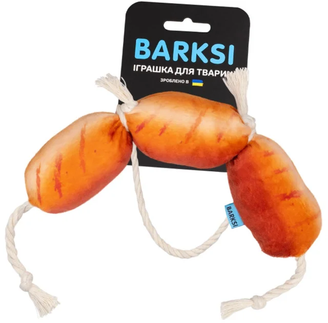 Іграшка Barksi для собак, з канатом, сосиски