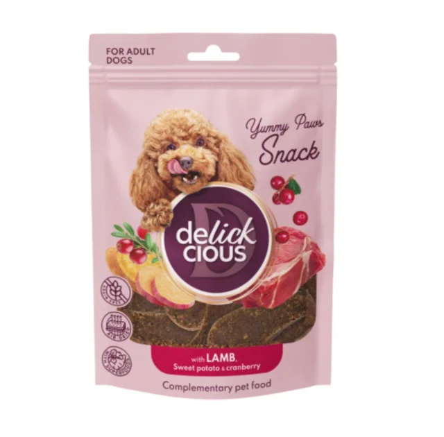 Лакомства Delickcious для собак, ягненок с бататом и клюквой, 8 г