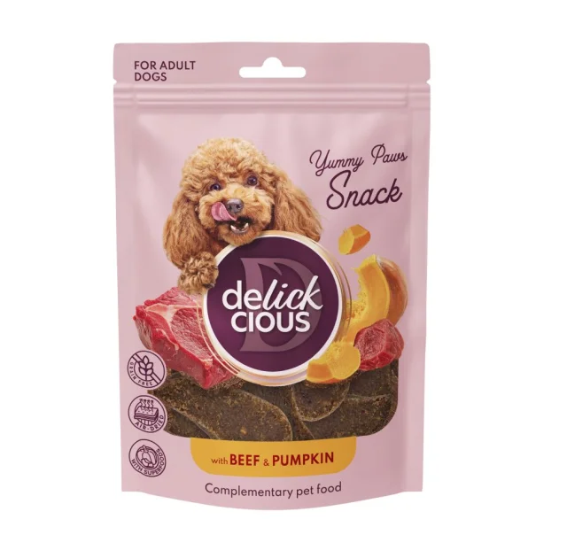 Лакомства Delickcious для собак, говядина с тыквой, 8 г