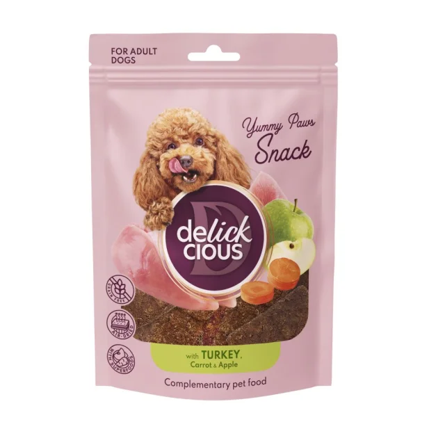 Лакомства Delickcious для собак, индейка с морковью и яблоком, 8 г