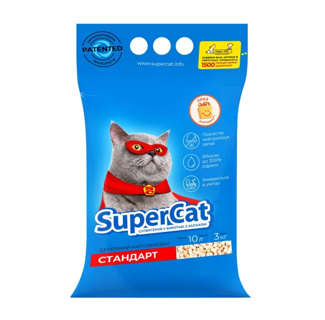 Наповнювач для туалету Super Cat Стандарт 3 кг, синій