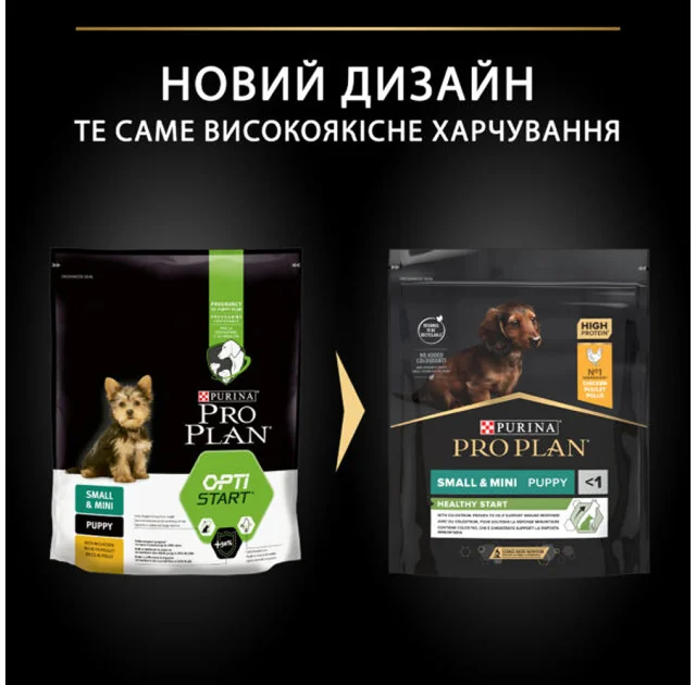 Сухий корм Purina Pro Plan Puppy Small&Mini Optistart для цуценят малих порід, з куркою, 700 г