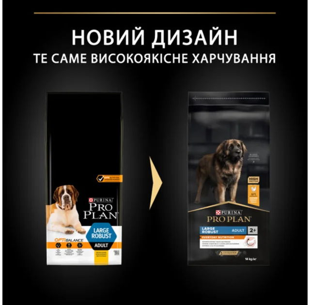 Сухий корм Purina Pro Plan Dog Large Robust Adult для дорослих собак великих порід, з куркою, 14 кг