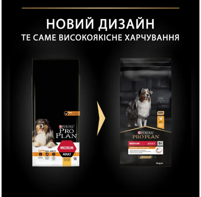 Сухий корм Purina Pro Plan Dog Medium Adult для собак середніх порід, з куркою, 14 кг