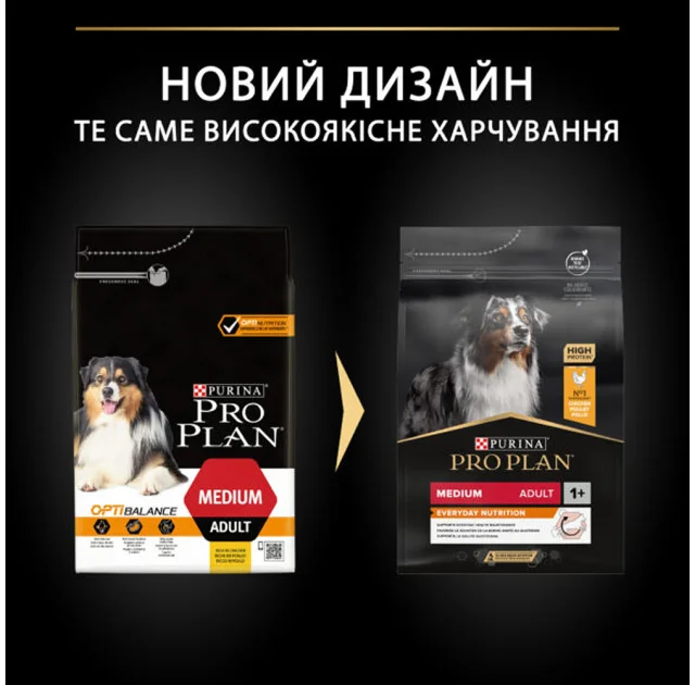 Сухий корм Purina Pro Plan Dog Medium Adult для собак середніх порід, з куркою, 3 кг