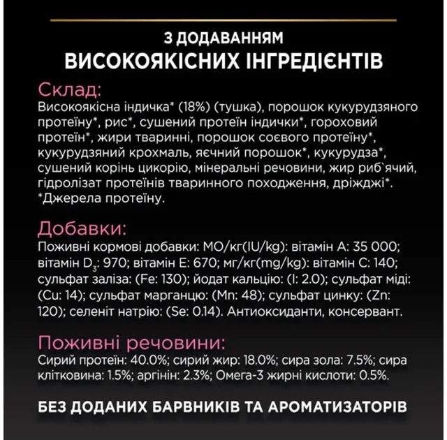 Сухий корм Purina Pro Plan Cat Delicate Turkey для котів з чутливим травленням, з індичкою, 400 г