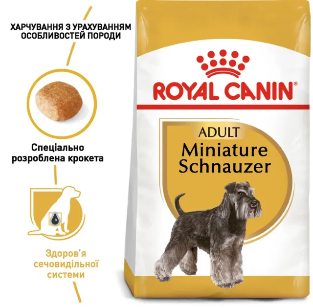 Сухий корм Royal Canin Miniature Schnauzer Adult для собак породи мініатюрні шнауцер, 7.5 кг