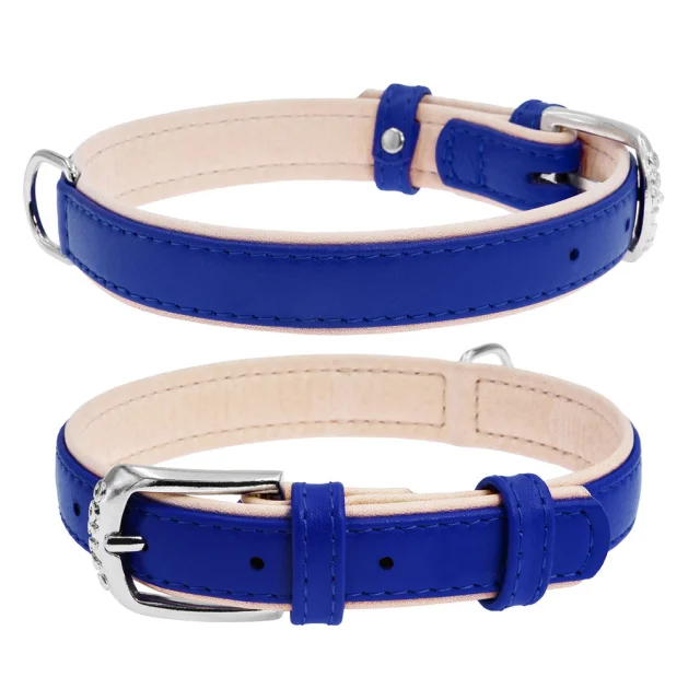 Ошейник Brilliance двойной, без украшений, ширина 20 мм, длина 30-39 см, синий