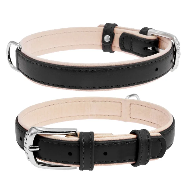 Ошейник Brilliance двойной, без украшений, ширина 25 мм, длина 38-49 см, черный