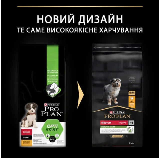 Сухий корм Purina Pro Plan Dog Medium Puppy Optistart для цуценят середніх порід, з куркою, 12 кг