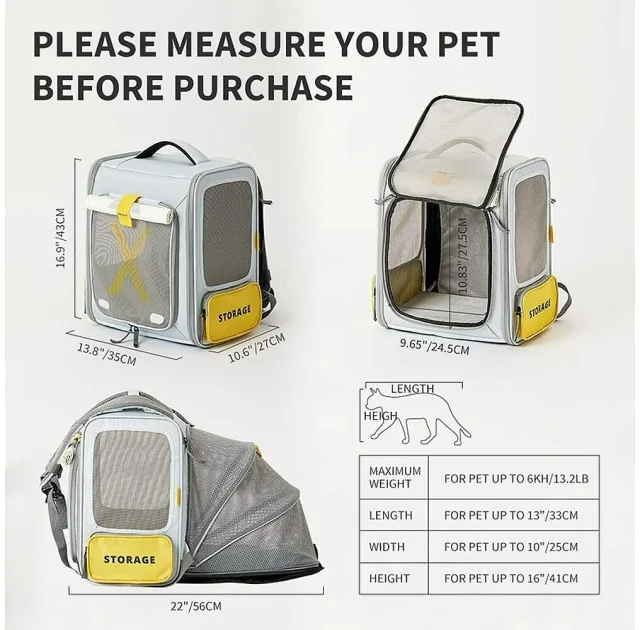 Рюкзак-переноска Petkit Breezy Zone Blue для собак і котів, 35×27×43 см, блакитний