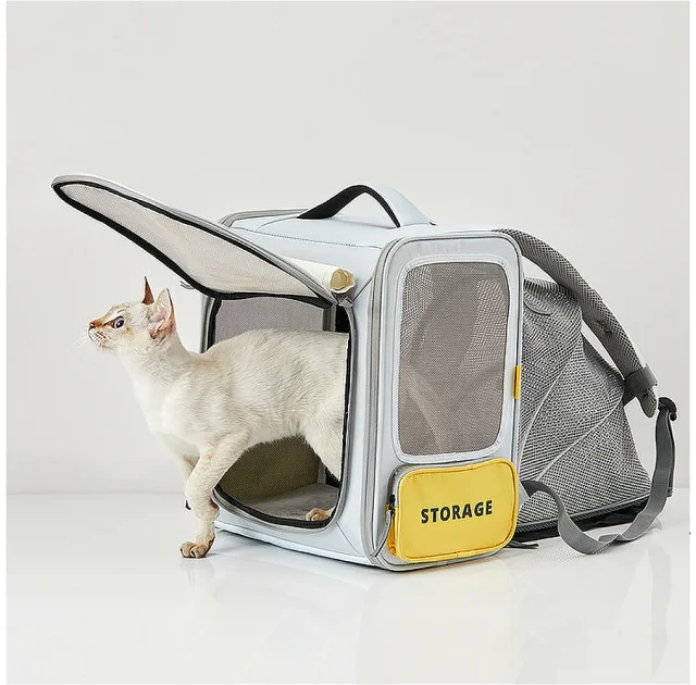 Рюкзак-переноска Petkit Breezy Zone Yellow/Grey для собак и кошек, 35×27×43 см, серый