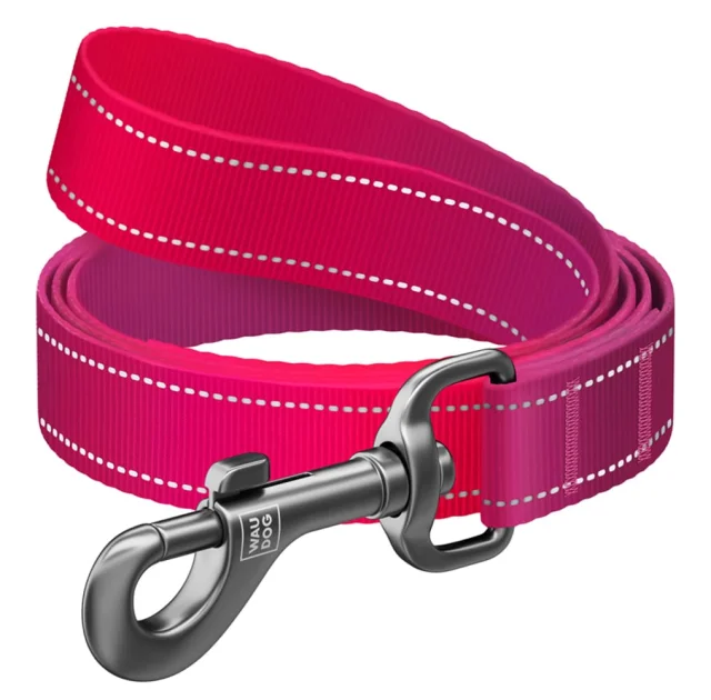 Поводок нейлновый Waudog Nylon Mono для собак, светоотражающий, S, 12 мм/122 см, розовый