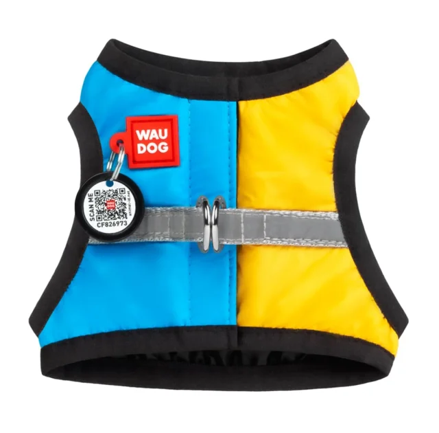 Шлей м'який Waudog Clothes з QR паспортом для собак, малюнок "Colors of freedom", XS3, 32-35 см, З 22-24 см