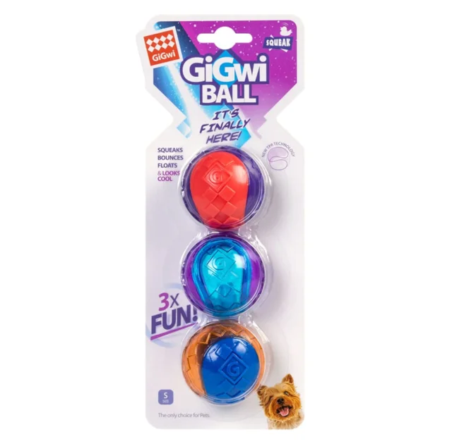 Іграшка для собак GiGwi BALL, Три мячі з пищалкою, гума, 5 см