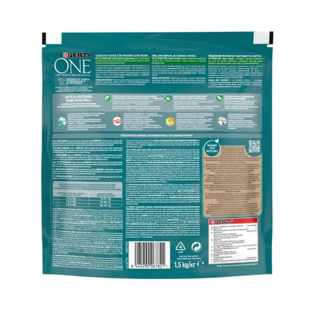 Сухой корм Purina One Indoor для взрослых кошек, живущих в помещении, с индейкой, 1.5 кг