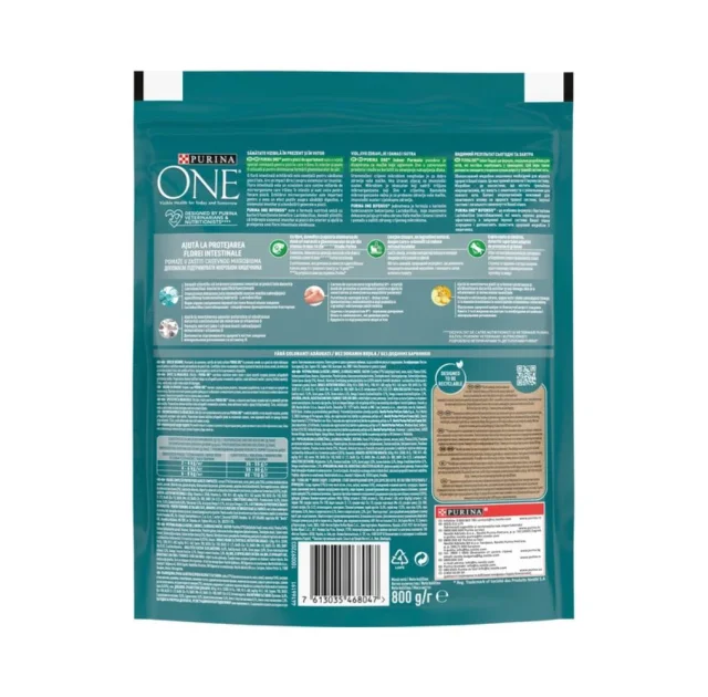 Сухой корм Purina One Indoor для взрослых кошек, живущих в помещении, с индейкой, 800 г