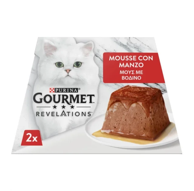 Влажный корм Purina Gourmet Revelations для взрослых кошек, с говядиной и подливкой, мусс, 2 × 57 г