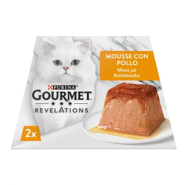 Влажный корм Purina Gourmet Revelations для взрослых кошек, с курицей и подливкой, мусс, 2 × 57 г