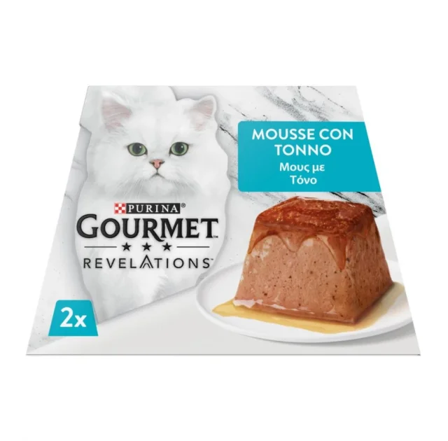 Влажный корм Purina Gourmet Revelations для взрослых кошек, с тунцом и подливкой, мусс, 2 × 57 г
