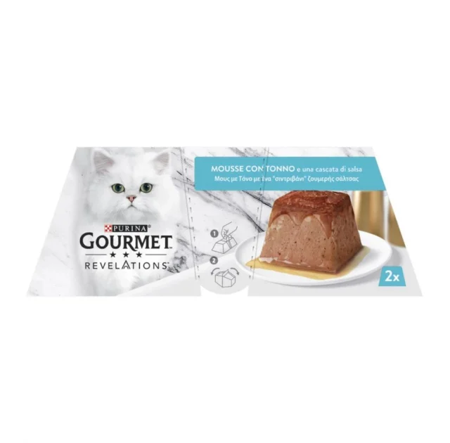 Влажный корм Purina Gourmet Revelations для взрослых кошек, с тунцом и подливкой, мусс, 2 × 57 г