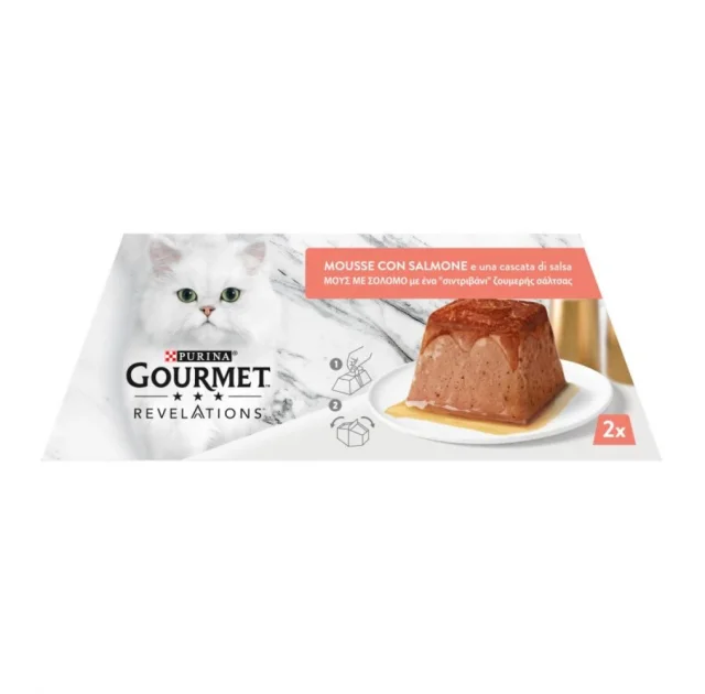 Влажный корм Purina Gourmet Revelations для взрослых кошек, с лососем и подливкой, мусс, 2 × 57 г