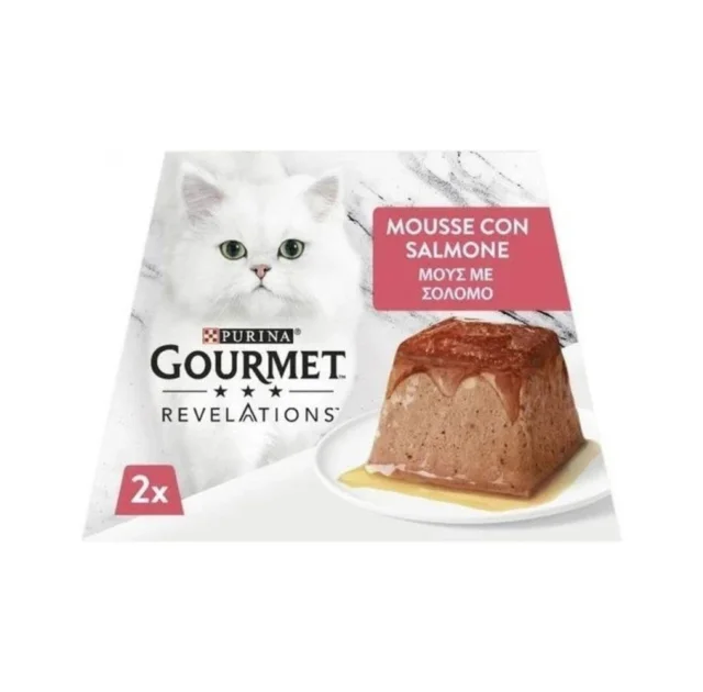 Влажный корм Purina Gourmet Revelations для взрослых кошек, с лососем и подливкой, мусс, 2 × 57 г