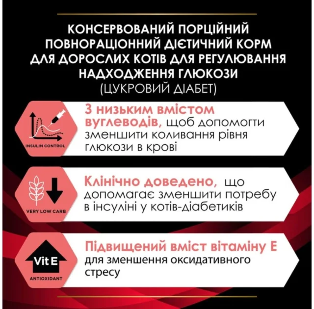 Влажный корм Purina Pro Plan VD DM для взрослых кошек, для регулировки поступления глюкозы, с говядиной, 10 × 85 г