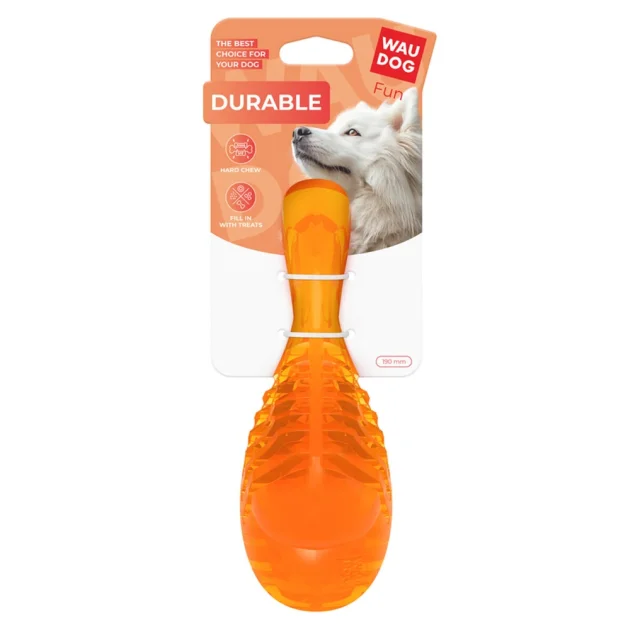 Іграшка WAUDOG Fun Durable для собак, гомілка, термопластична гума, помаранчевий, 19 см